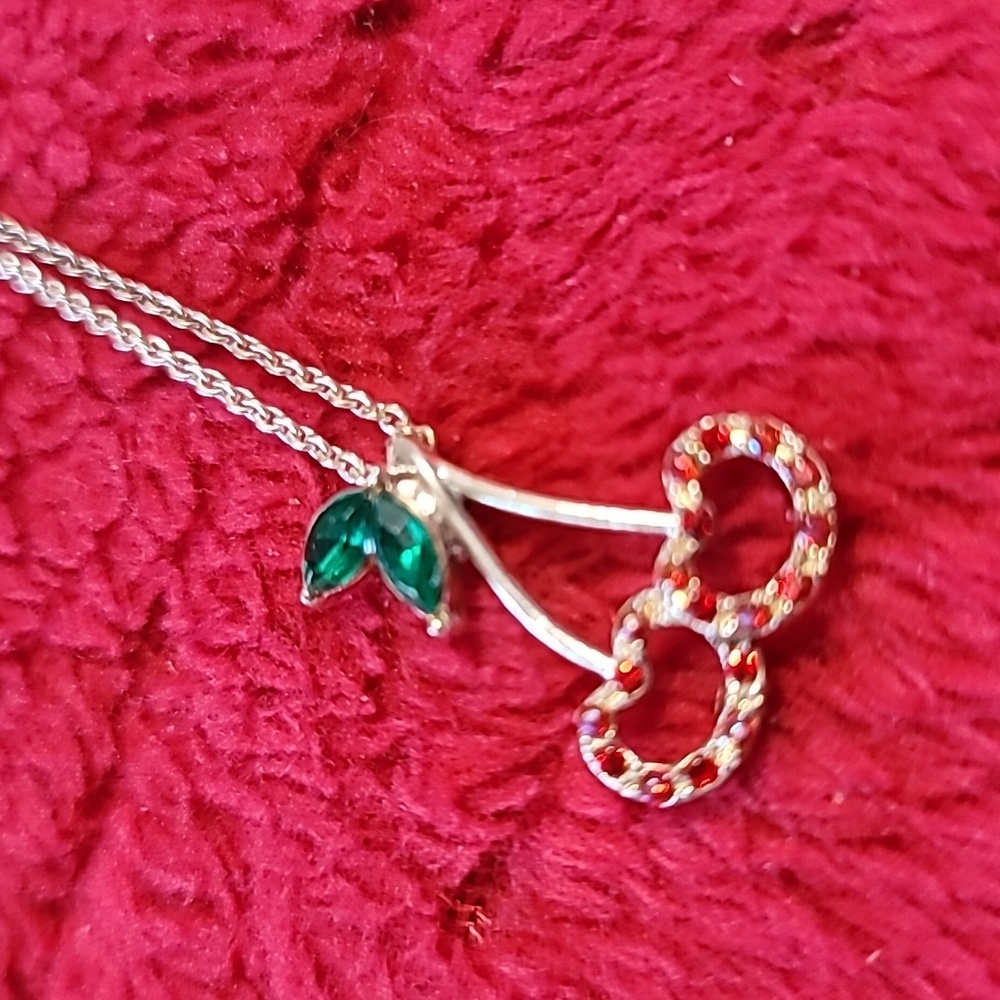 Delicate Chain and Cherries Pendent